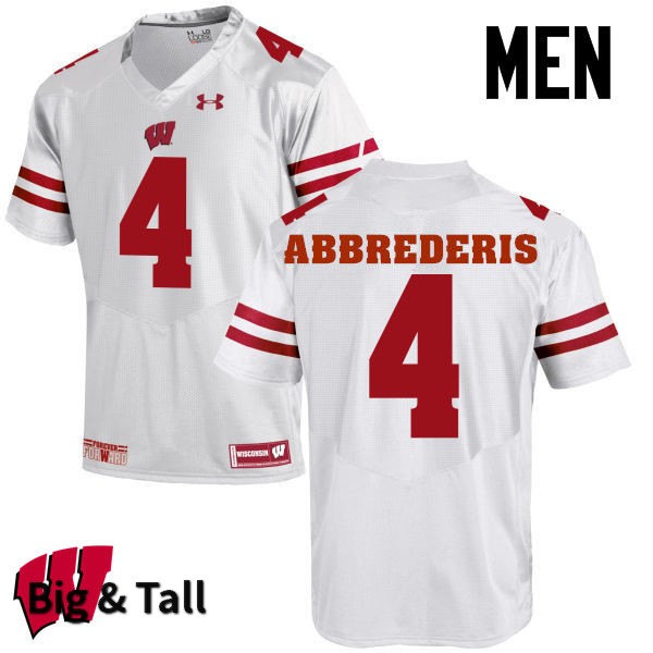 Wisconsin Badgers Men's #4 Jared Abbrederis NCAA Under Armour Authentic White Big & Tall College Stitched Football Jersey FY40Z10DY